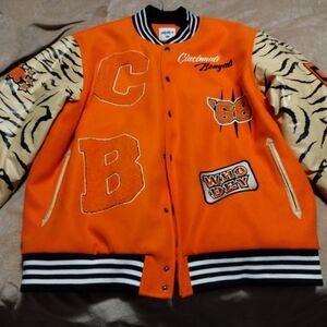 Vengeance78 Cincinnati Bengals "WHO DEY" Orange Varsity Jacket